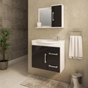 Ver imagem 2 de Gabinete de Banheiro com Cuba e Espelheira Vix 65cm Branco/preto - Mgm