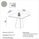 Ver imagem 3 de Mesa de Jantar Quadadra 4 Lugares 105cm x 105cm Base Piramide 100% MDF Carvalho Rose