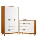 Ver imagem 1 de Conjunto de Quarto com Roupeiro e Cômoda Ipê - Moveis Leartam