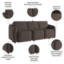 Ver imagem 3 de Sofá Cama Casal para Sala 276cm Polska K04 Veludo Marrom - Mpozenato