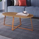 Ver imagem 3 de Kit para Sala com Mesa de Centro 90 Cm e 2 Mesas Laterais Cor:hanover com Dourado
