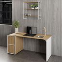 Ver imagem 1 de Mesa Escritório 150cm com Nicho Aéreo Industrial F5 Office Cor:macadâmia com Branco