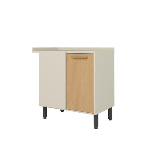 Balcão de Canto 1 Porta Nogal Dourado Bossa Nova Bertolini