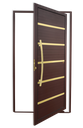 Ver imagem 1 de Porta Pivotante Lamb.Premium c/Puxador e. Sup.Marrom Corten Dourado 100 Brimak