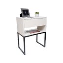 Ver imagem 1 de Mesa de Cabeceira Eco Industrial 40cm Off White Gaveta Superior Pés Ferro Preto para Quarto Cama