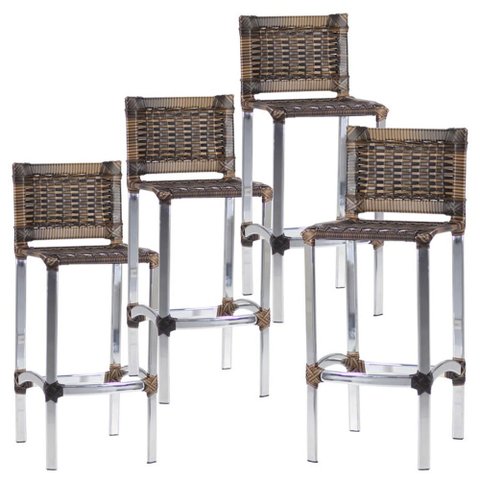 4 Banquetas Madri em Alumínio para Edícula, Cozinha, Balcão, Área Trama Original
