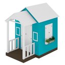 Ver imagem 2 de Casinha de Brinquedo Artesanal com Varanda MDF Branco/Azul Turquesa - Criança Feliz Casinha com Vara