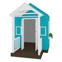 Ver imagem 7 de Casinha de Brinquedo Artesanal com Varanda MDF Branco/Azul Turquesa - Criança Feliz Casinha com Vara