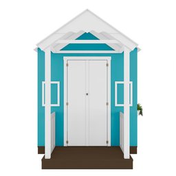 Casinha de Brinquedo Artesanal com Varanda MDF Branco/Azul Turquesa - Criança Feliz Casinha com Vara - 6