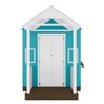 Casinha de Brinquedo Artesanal com Varanda MDF Branco/Azul Turquesa - Criança Feliz Casinha com Vara - 6
