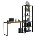 Ver imagem 2 de Conjunto Escritório Home Office com Mesa Industrial + Estante Preto/rustic Madesa