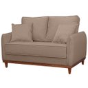 Ver imagem 4 de Sofa Sena 2 Lugares Base de Madeira para Sala Hotel Linho Marrom