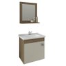Gabinete de Banheiro com Cuba e Espelheira Iris 45cm Amendoa/off White - Mgm - 1