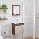 Ver imagem 2 de Gabinete de Banheiro com Cuba e Espelheira Iris 45cm Amendoa/off White - Mgm