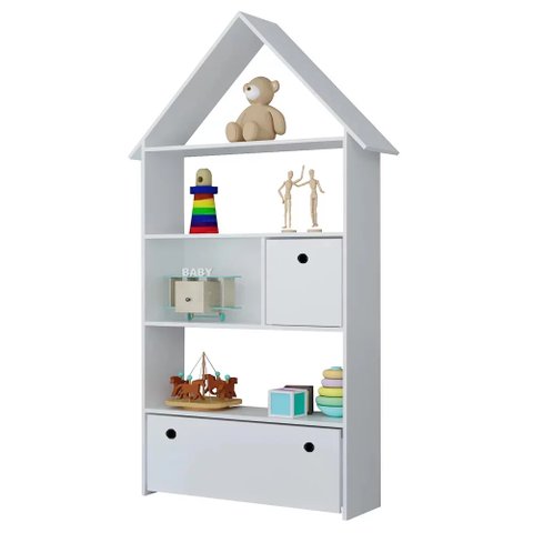 Estante Casinha Infantil Organizadora com Nichos 2 Gavetas Candy L03 Branco - Mpozenato