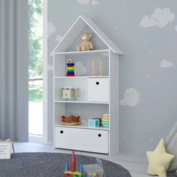 Estante Casinha Infantil Organizadora com Nichos 2 Gavetas Candy L03 Branco - Mpozenato - 2 Estante Casinha Infantil Organizadora com Nichos 2 Gavetas Candy L03 Branco - Mpozenato - 2