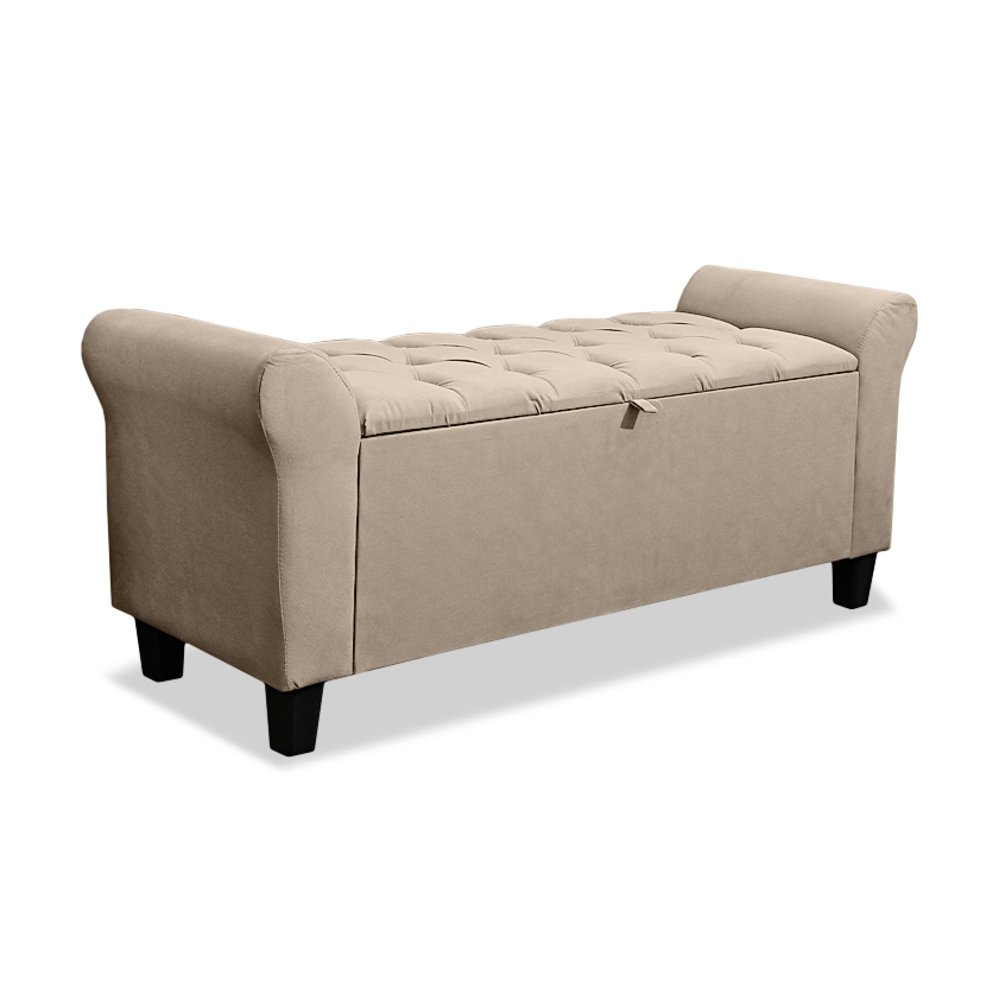 Recamier Baú Calçadeira para Cama Box Queen 150 Cm Dubai Suede Cappuccino - Lh Móveis - 10