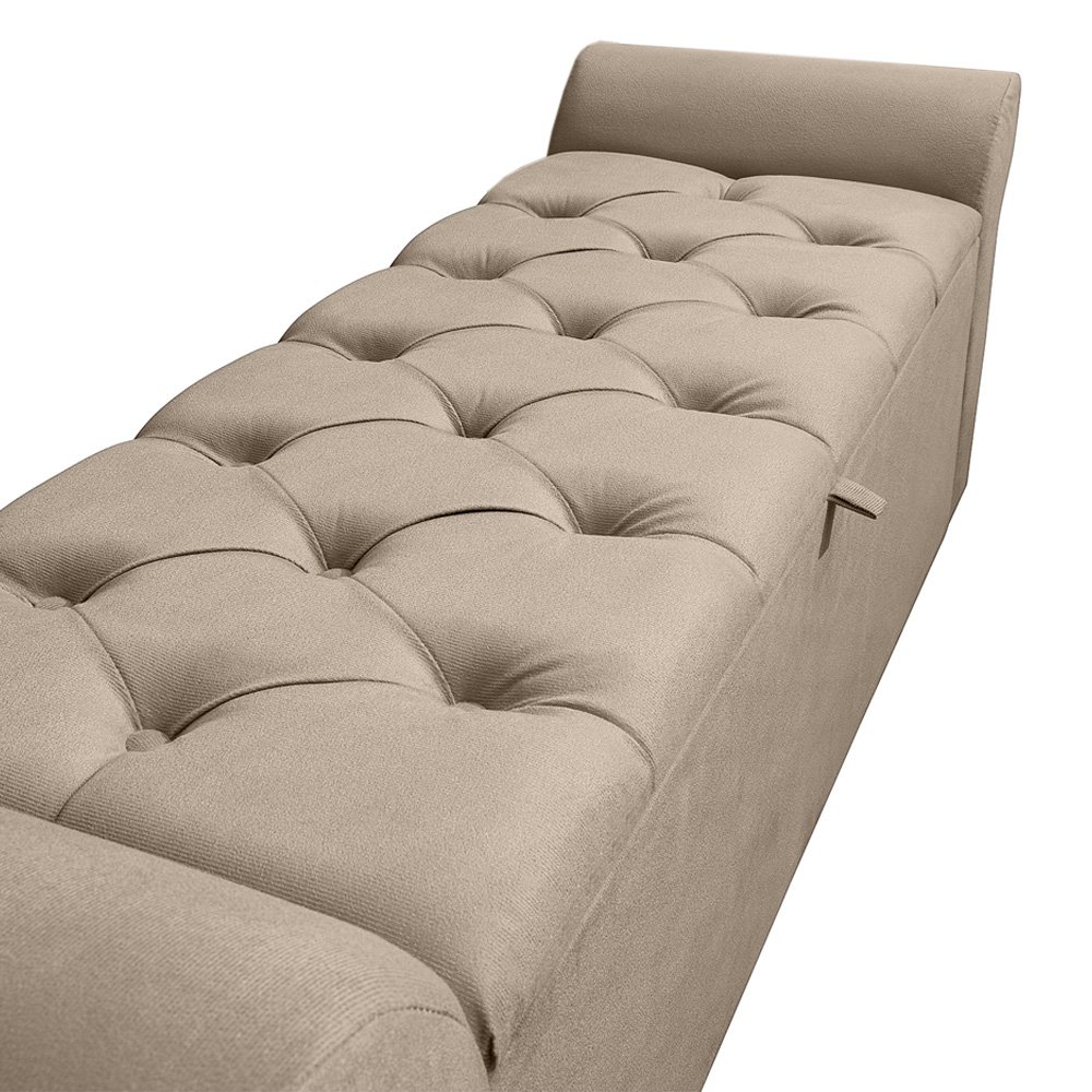 Recamier Baú Calçadeira para Cama Box Queen 150 Cm Dubai Suede Cappuccino - Lh Móveis - 8