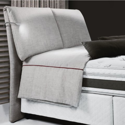 Cabeceira MH-2694 Herval Estofado King para Colchão 193 cm com Luminária Linho CInza C
