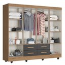 Ver imagem 4 de Guarda Roupa Casal Porto com Cômoda Lite 4 Gavetas 1 Porta Nature Cinza – Móveis Leão