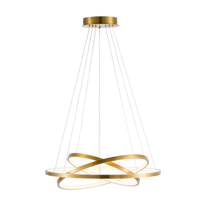 Luminária Pendente Lustre Led 3 em 1 Arco Anéis Infinito Dourado Moderno Luxuoso Inl119