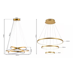 Luminária Pendente Lustre Led 3 em 1 Arco Anéis Infinito Dourado Moderno Luxuoso Inl119 - 2