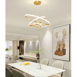 Luminária Pendente Lustre Led 3 em 1 Arco Anéis Infinito Dourado Moderno Luxuoso Inl119 - 9