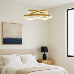 Luminária Pendente Lustre Led 3 em 1 Arco Anéis Infinito Dourado Moderno Luxuoso Inl119 - 5
