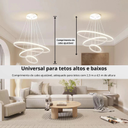 Ver mais imagens de Luminária Pendente Lustre Led 3 em 1 Arco Anéis Infinito Dourado Moderno Luxuoso Inl119