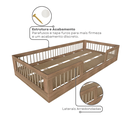 Ver imagem 7 de Cama Infantil Montessoriana Solteiro com Grades em Pinus Lume Marrom/Carvalho Mel