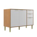 Ver imagem 2 de Balcão de Cozinha para Pia 120 Cm Domus 2 Portas 3 Gavetas Nogal/branco - Hecol Móveis