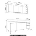 Ver imagem 4 de Armário Cozinha e Balcão para Pia 180cm Dallas Castanho - Lumil