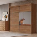 Ver imagem 1 de Guarda Roupa Casal 2 Portas 8 Gavetas 100% MDF com Espelho Blumenau Marrom/Cumaru