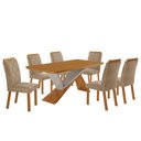 Ver imagem 2 de Mesa de Jantar Yasmin 180 Tampo Mdf Laminado Canto Copo e 6 Cadeiras Melissa
