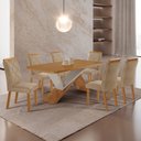 Ver imagem 1 de Mesa de Jantar Yasmin 180 Tampo Mdf Laminado Canto Copo e 6 Cadeiras Melissa