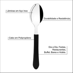 Kit 2 Colher de Mesa Tramontina Leme Inox Cabo Preto - 4