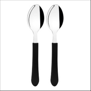 Kit 2 Colher de Mesa Tramontina Leme Inox Cabo Preto