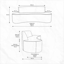 Sofá 04 Lugares 210 cm Mônaco Veludo Bege - CasaePoltrona - 4