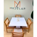 Ver imagem 4 de Mesa de Jantar Loft 4 Lugares Quadrada MDF 120x120cm Branco Modelar Art Móveis