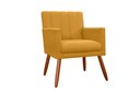 Ver imagem 2 de Kit 2 Poltronas Decorativa Cecília Couro Amarelo Pés Madeira Ms Decor