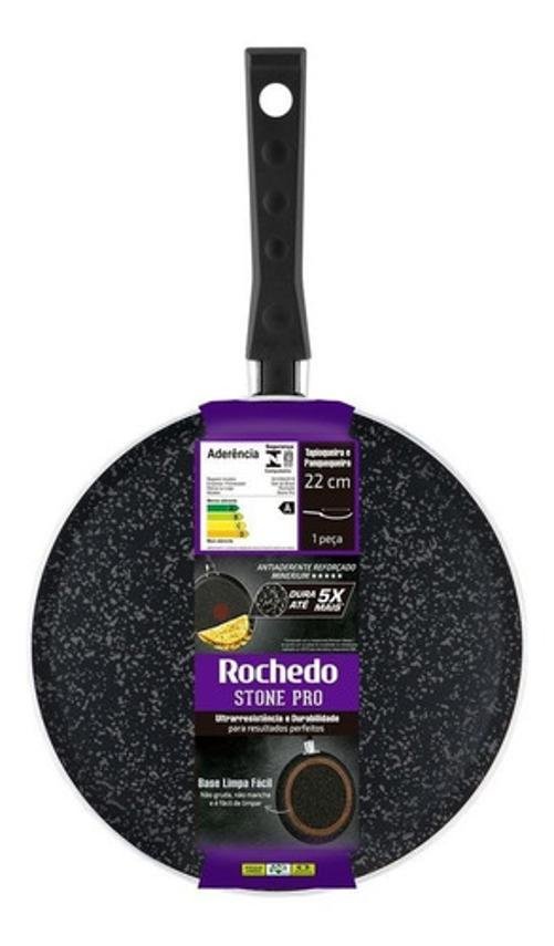 Panquequeira 22 Cm Antiaderente Rochedo Stone Pro - Preto - 2