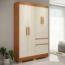 Ver imagem 1 de Guarda Roupa Casal Brunela 5 Portas 2 Gavetas com Cabideiro e Prateleira Yescasa Marrom/Off White