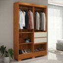 Ver imagem 4 de Guarda Roupa Casal Brunela 5 Portas 2 Gavetas com Cabideiro e Prateleira Yescasa Marrom/Off White