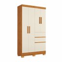 Ver imagem 2 de Guarda Roupa Casal Brunela 5 Portas 2 Gavetas com Cabideiro e Prateleira Yescasa Marrom/Off White