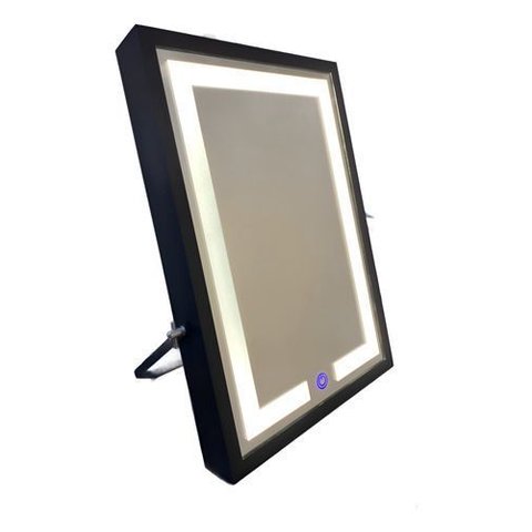 Espelho Coloração Pessoal Led Maquiagem Touch Mesa Luxo 40cm - Preto Led 6000k Frio