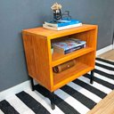 Ver imagem 2 de Mesa Lateral Prateleira com pé Style de Ferro e Madeira Industrial Carvalho e Preto