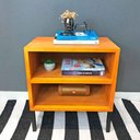 Ver imagem 1 de Mesa Lateral Prateleira com pé Style de Ferro e Madeira Industrial Carvalho e Preto
