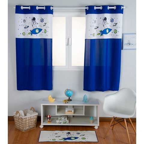 Cortina Infantil Estampada Astronauta 2,00x1,70m Royal FASTLAR CORTINA DE COZINHA