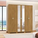 Ver imagem 1 de Guarda Roupa Casal Rima 6 Portas de Bater 4 Gavetas MDF Nature Vila Rica 203cm