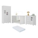 Ver imagem 1 de Quarto de Bebê Completo com Berço 3 em 1 com Colchão Incluso Luna Multimóveis Mp4544 Branco